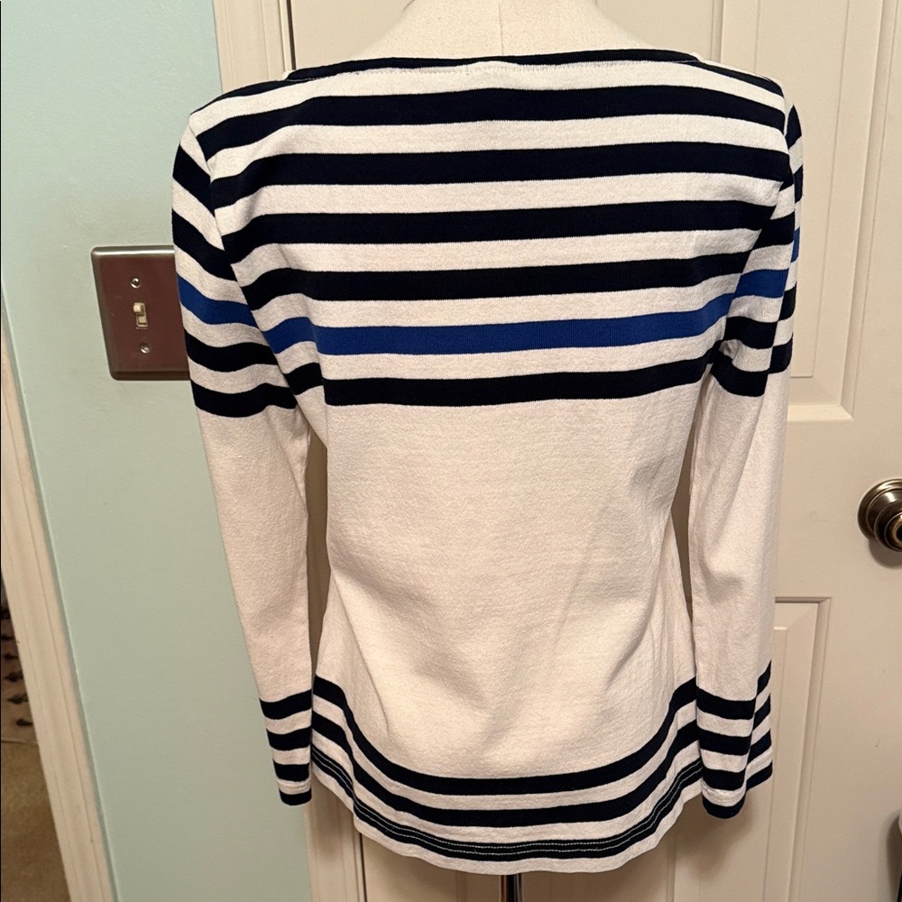 J. Crew White and Black Striped Long Sleeve Top - Picture 3 of 5